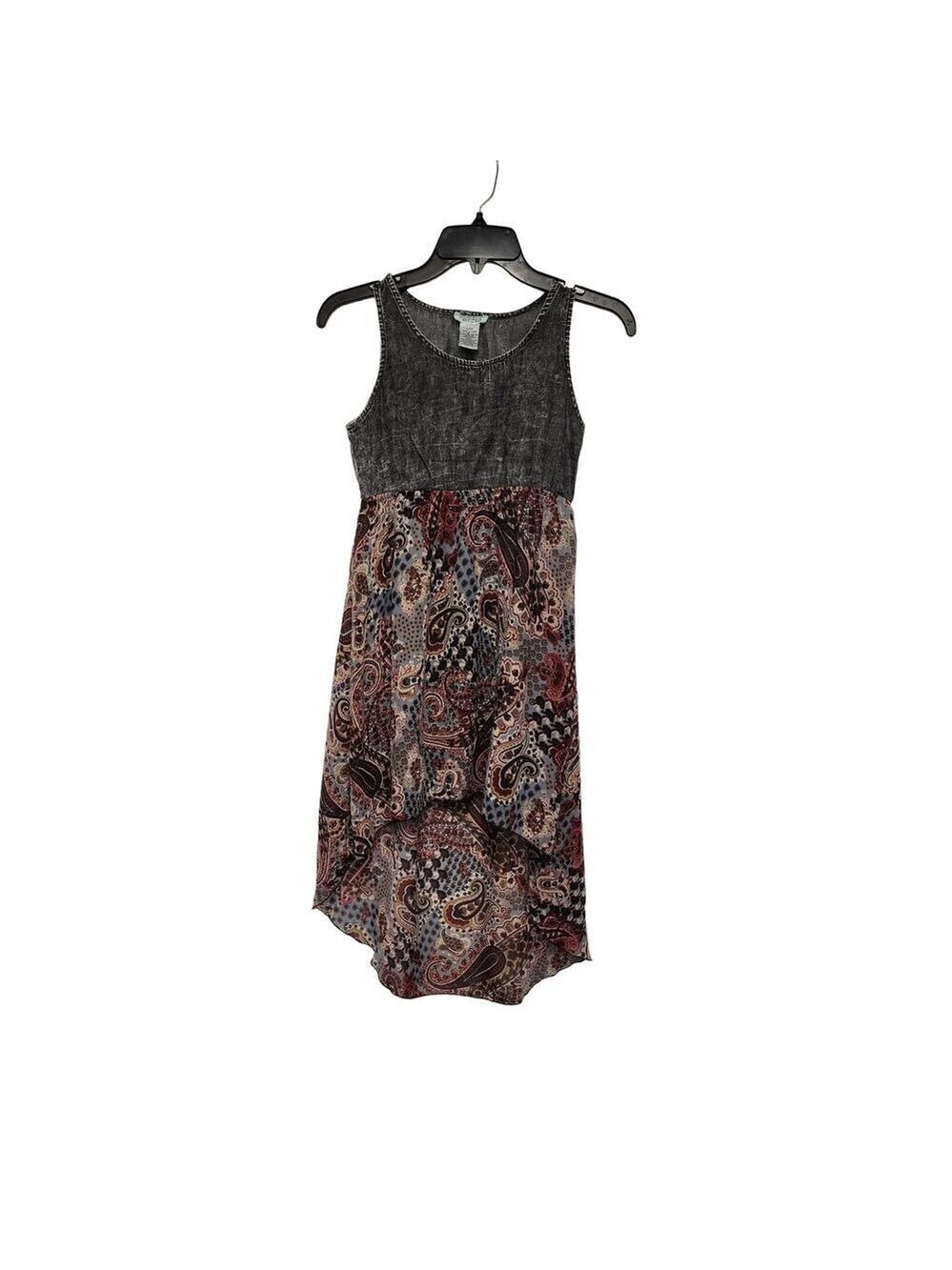 Girls Mia Chica Low High Denim & Chiffon Sleeveless Multicolor Dress Size L-14